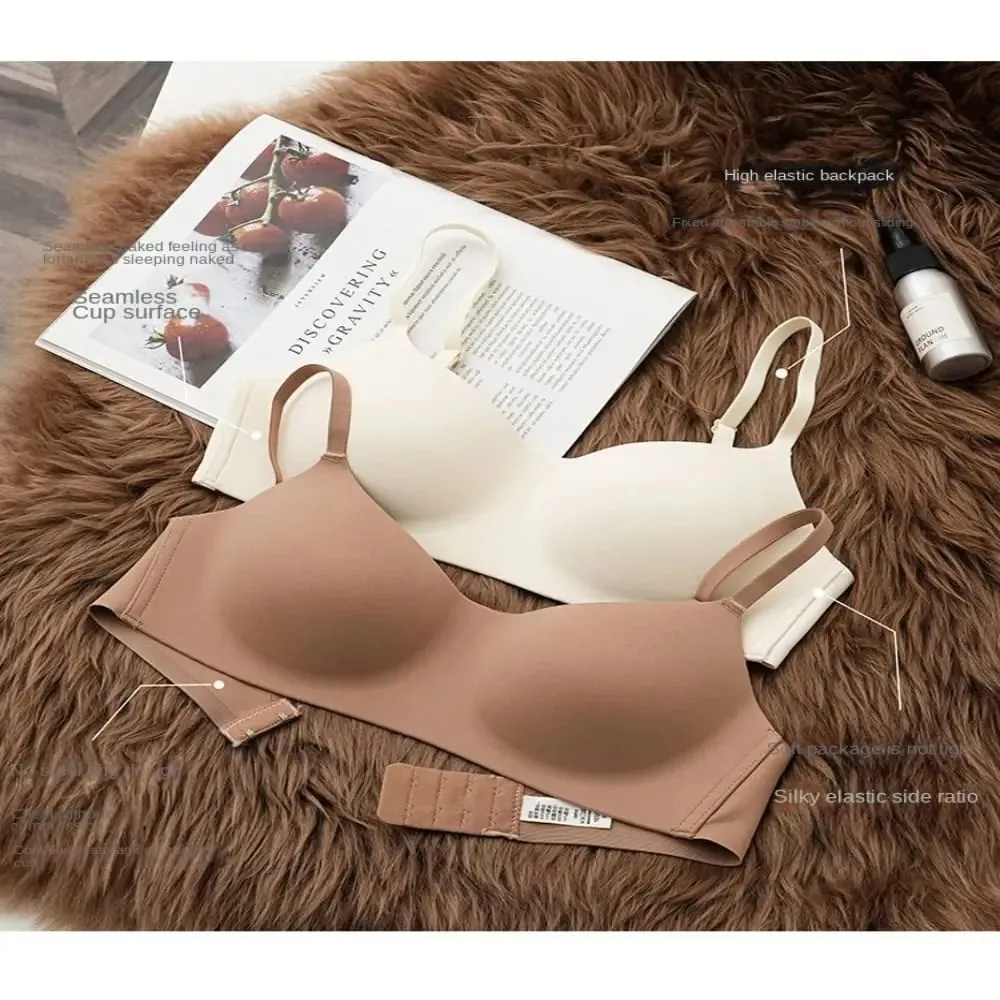 Soft Comfort Wireless Bra Breathable Fabric Thin Cup Push Up Bra Elastic Material Gathered Design Seamless Bra Women's Underwear