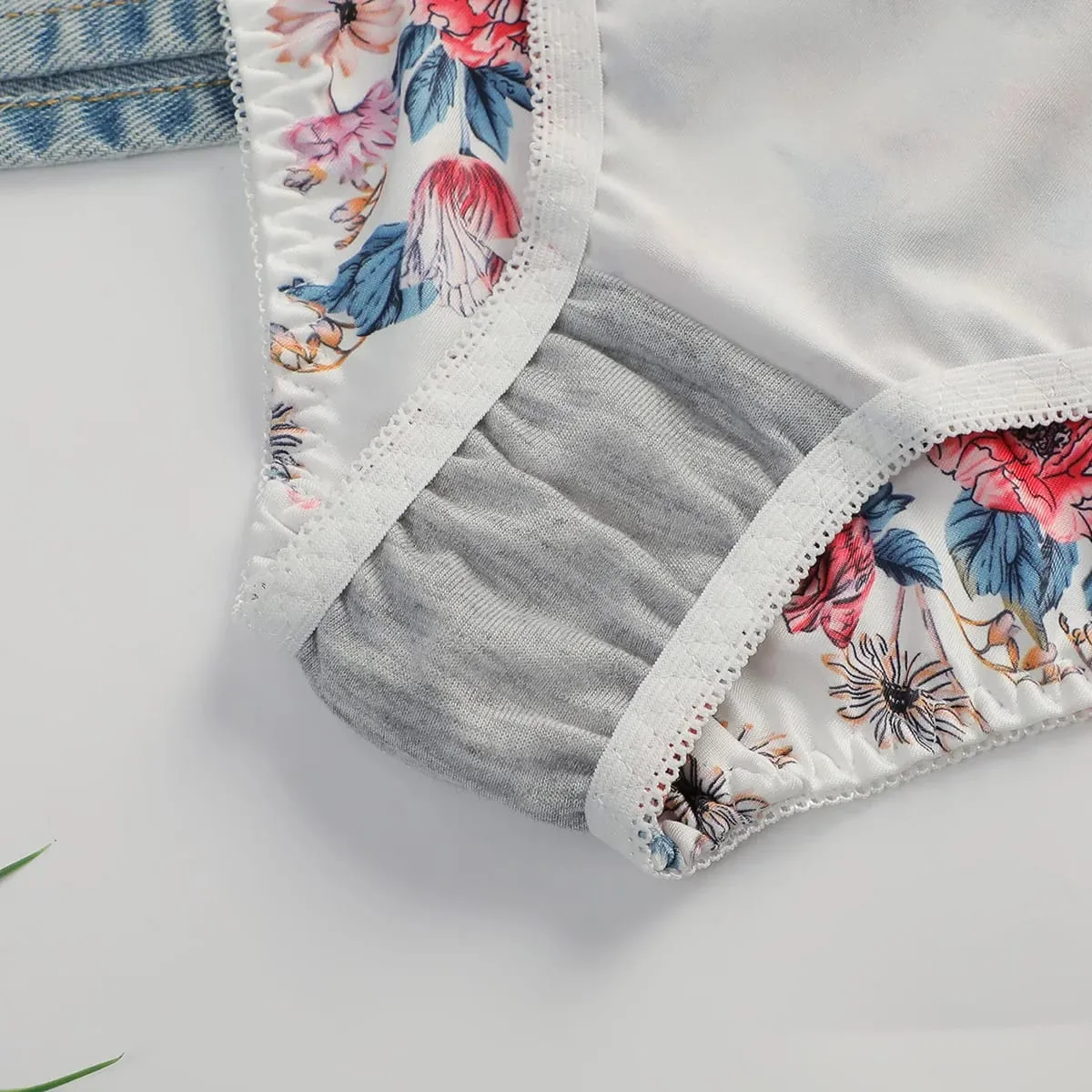 Women Floral Print Bra and Panty Set Push Up Underwire Lingerie Set Sexy Comfort Full Cup Bras and Brief for Everyday
