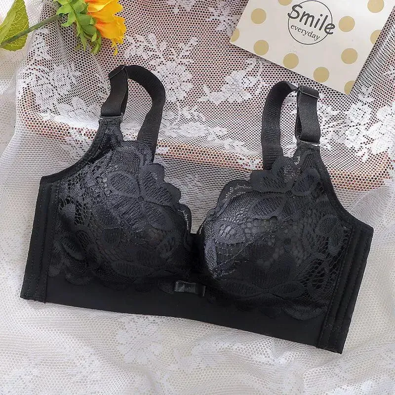 Ultra-Thick Push Up Bra 12cm Thick Cup Lace Gathered Wireless Bra Side Support Full Coverage Lingerie for A/B Cups — image 10