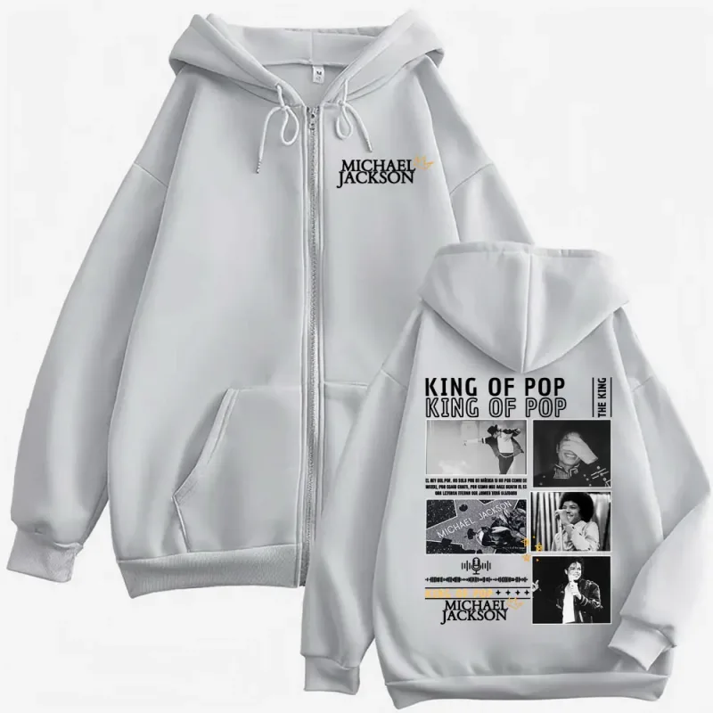 King of Pop Michael Jackson Tour Jacket Sweatshirt Coats Men's Fashion Hip Hop Punk Zipper Hooded Casual Zip Up Hoodies Pullover