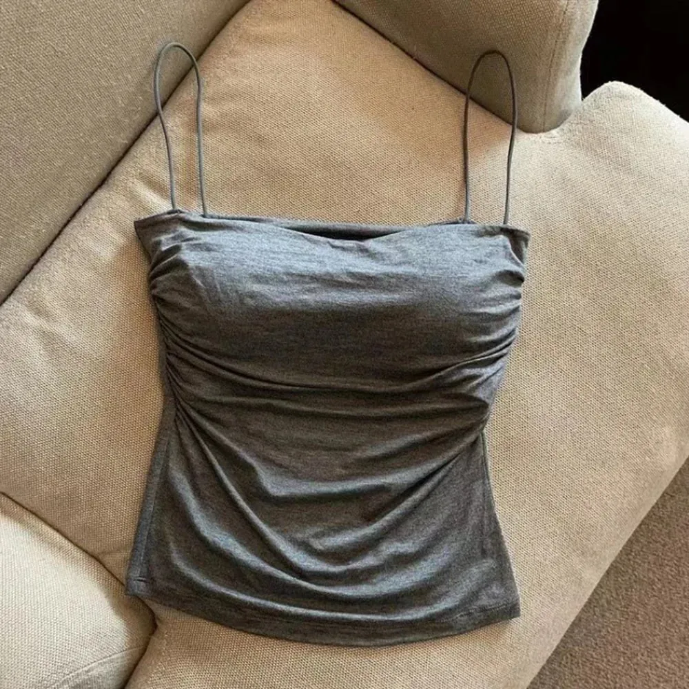 Summer Camisoles Tank Tops Y2K Sexy Tank Tops Women Spaghetti Strap Crop Top With Built In Bra Strap Tanks Vest Basic Camisole