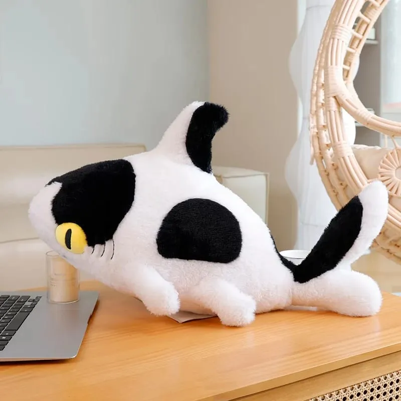 50/70cm Simulation Shark Plush Pillow With Cow Print Fluffy Decompression Cushion Home Decor Photography Prop Holiday Gift