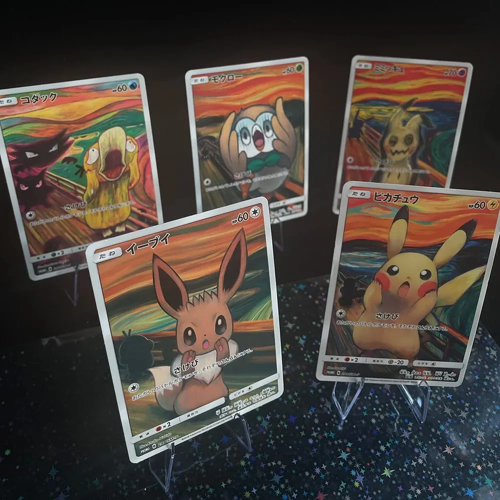 DIY Japanese Version Self-made Card Sm-P Promo Psyduck Eevee Mimikyu Rowlet Munch A Retrospective Collectibles Trading Card