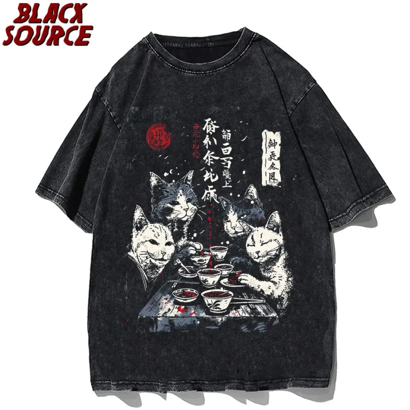 T126 Funny Cat Graphic Hoodie, Japanese Cat Printed Pullover Sweatshirt, Men's Women's Harajuku Casual Streetwear — image 6