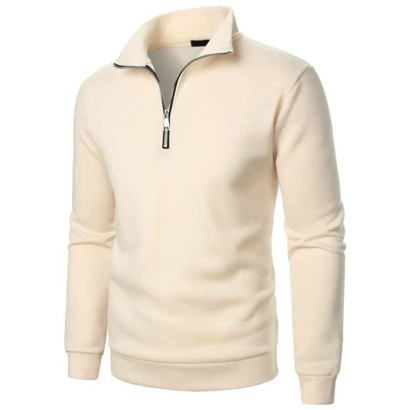 Men's Zip Turn Down Collar Sweatshirts Spring Male Solid Color Loose Pullover Coats BSD-ZW160