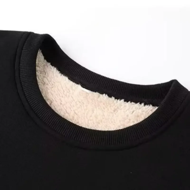 Lamb Fleece Lined Fleece Lined Sweatshirt Thick Warm Thermal Loose Fit Long Sleeve Sweatshirt Autumn Winter Weight