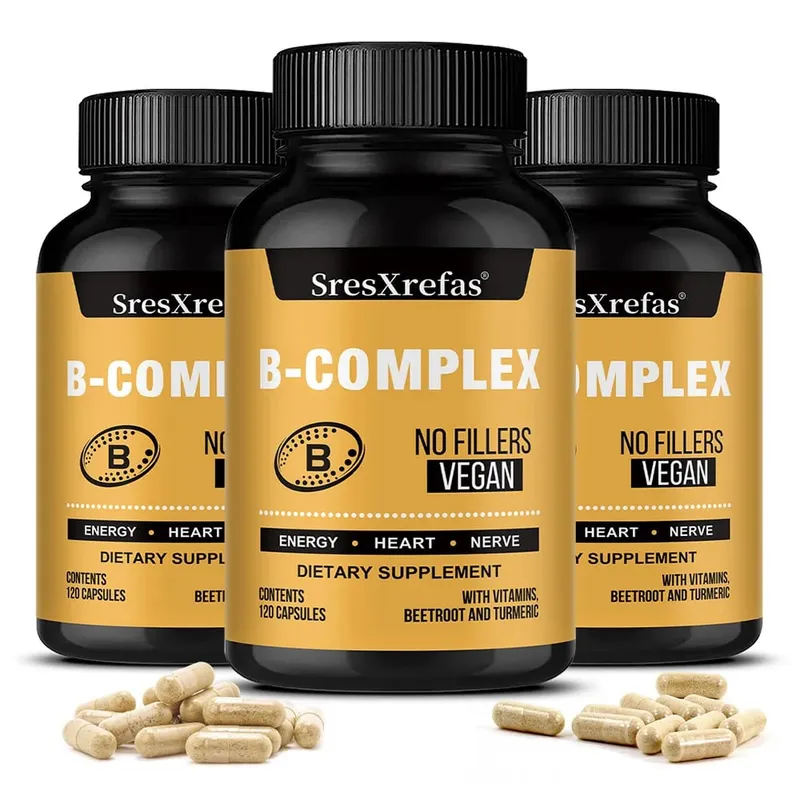 B Vitamin Supplements - with B12 for Mood Brain Nervous System Energy Metabolism Relieve Fatigue Heart Health