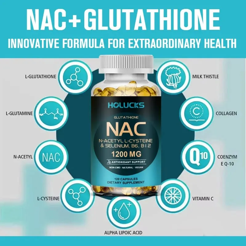 NAC Capsules 1200mg - Support Skin Health Cellular Energy Antioxidant Detox Enhance Immunity Improve Digestion