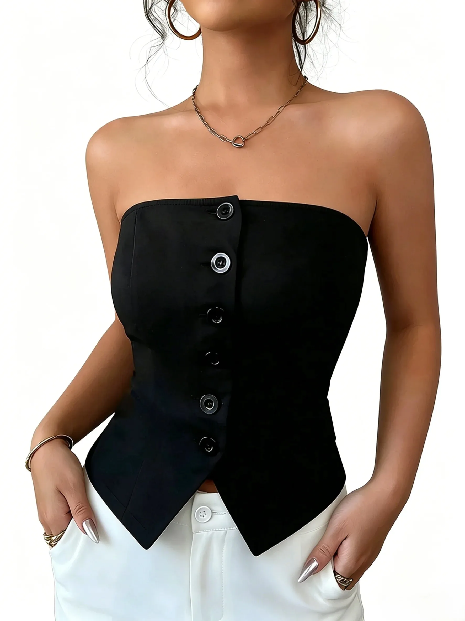 Sexy Style Spaghetti Strap Tank Top Slim Fit Sweetheart Neck Cami for Summer