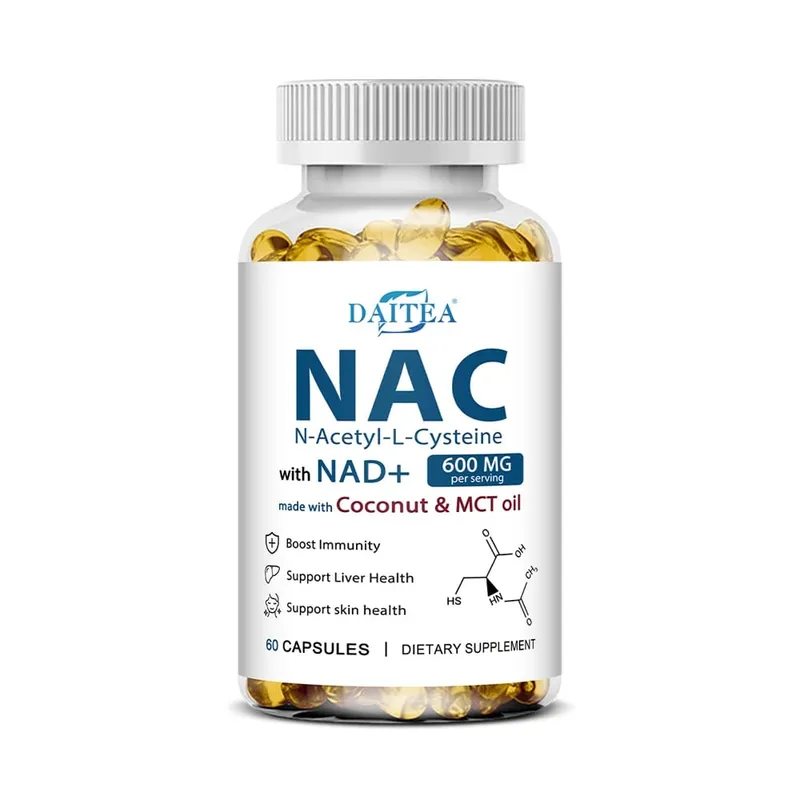 N-Acetyl Cysteine NAC Supplement with NAD+ Antioxidant Support Support Liver Health Skin Health Gluten Free 120 Capsules