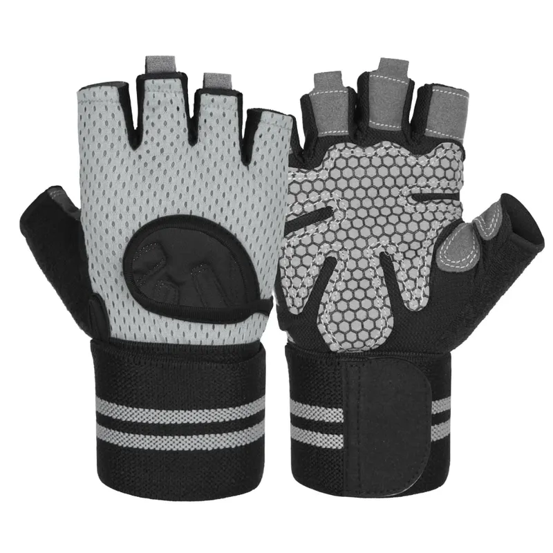 Anti Slip Shock Breathable Half Finger Gloves Breathable Cycling Gloves Fitness Gym Bodybuilding Crossfit Exercise Sports Gloves