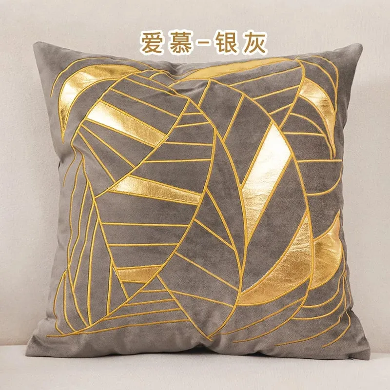 Luxury Blue Velvet Bronzing Cushion Cover 45x45cm Soft Decorative Throw Pillow Case for Bedroom Home