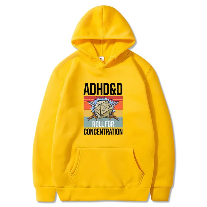 Roll for Concentration 2025 Funny Gamer Dungeons DM RPG Dice Dragon Tops Men Women Cotton Vintage Sweatshirts and Hoodies