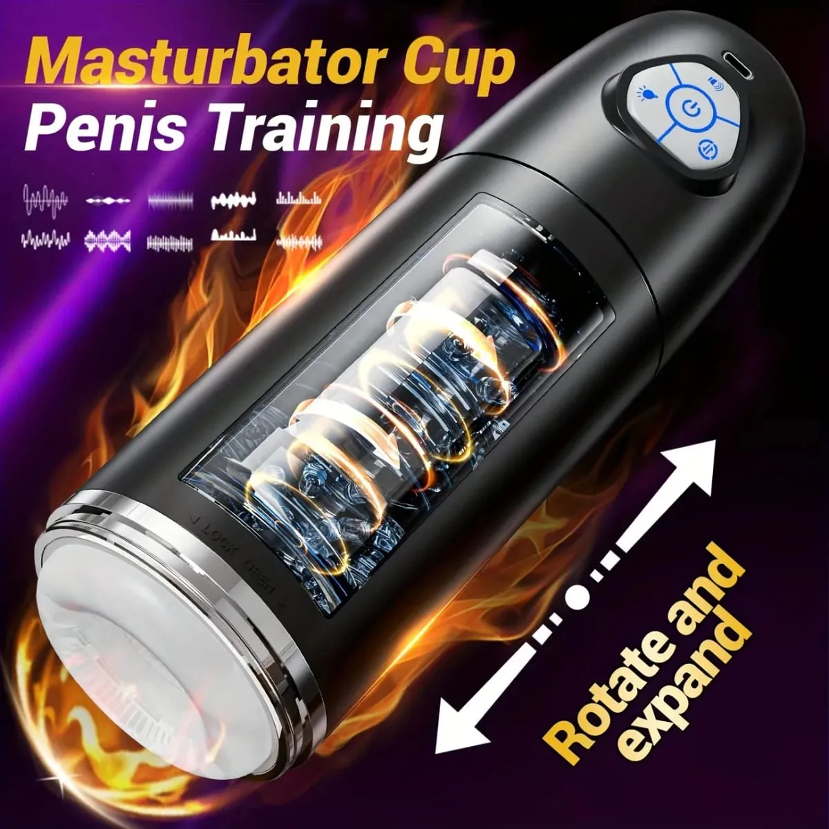 Fully Automatic APP Male Rotary and Telescopic Masturbation Device Penile Desensitization Delay Training Device Adult Sex Toys