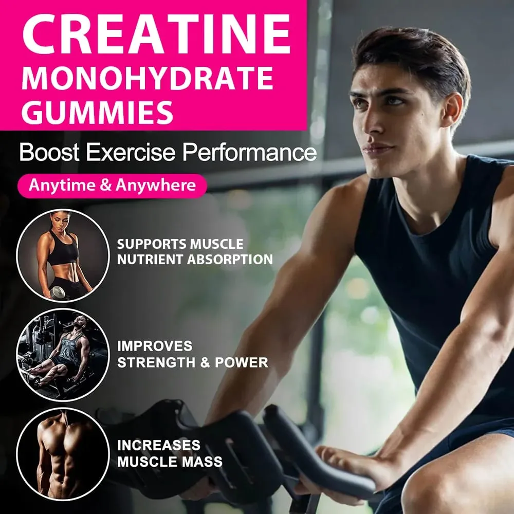 Kreatin monohydrátové gumy – 8000 mg před/po tréninku Fitness Posilování svalové hmoty Poskytněte energetické doplňky