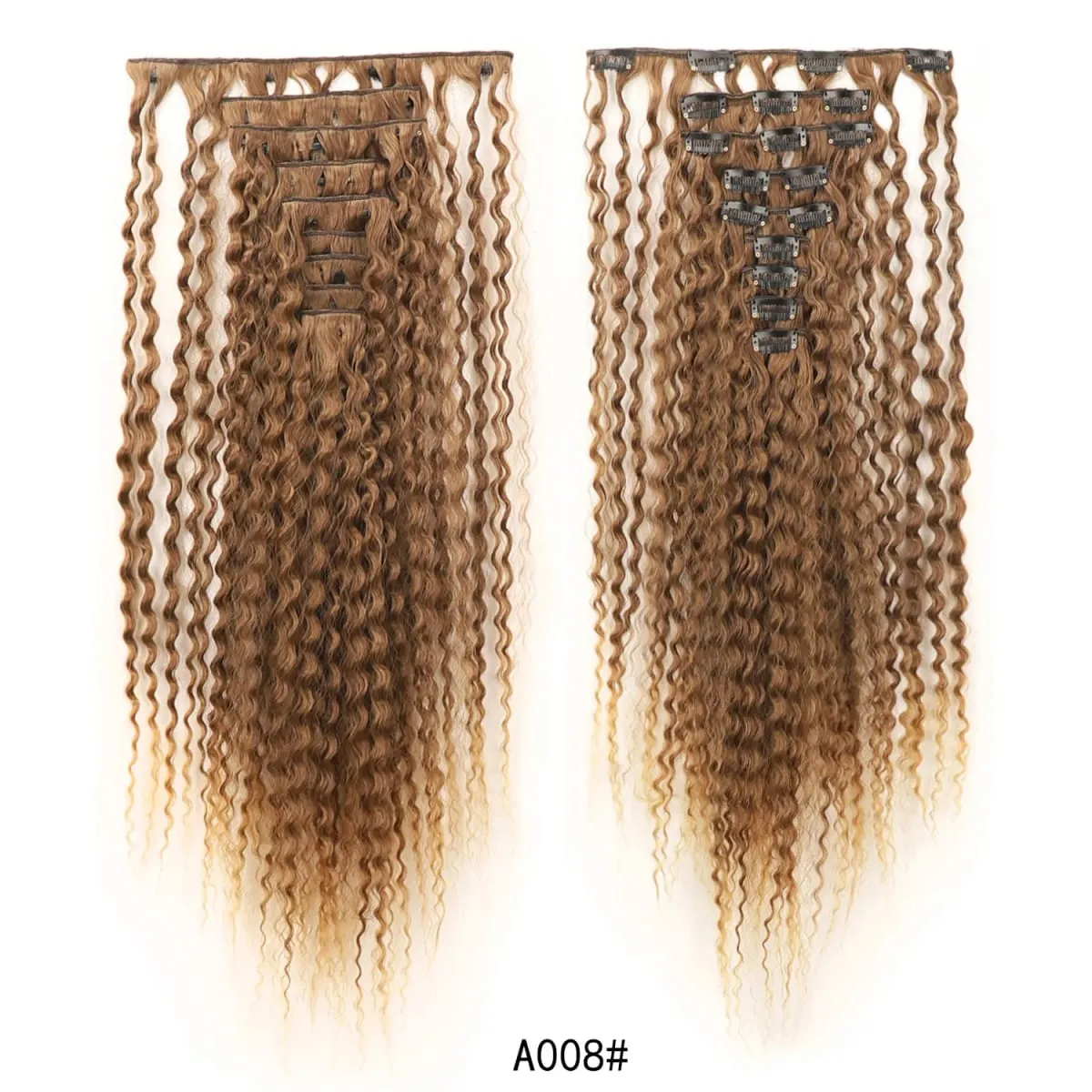 9PCS Clip-in Hair Extensions Kit Long Soft Curly Hair Extension Synthetic Kinky Curly Hairpieces Full Head Fake Pieces for Women