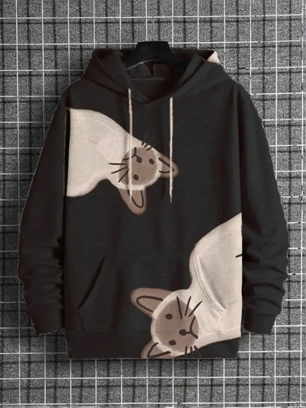 2026 Men's Hoodies Funny Hip Hop Black Cat DJ Art UFO 3D Printed Sweatshirt Men Women Tracksuit Oversized Casual Street Y2k Coat