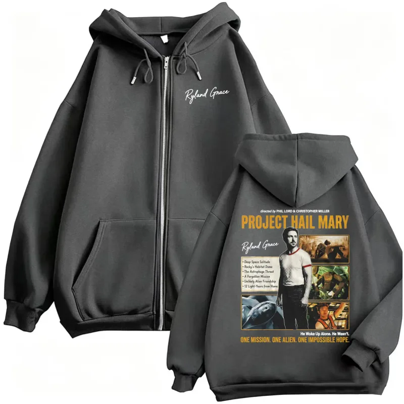 Project Hail Mary 2026 Movie Zip Up Hoodies Funny Ryland Grace Jacket Sweatshirts Coats Men Women Casual Fleece Zipper Pullovers