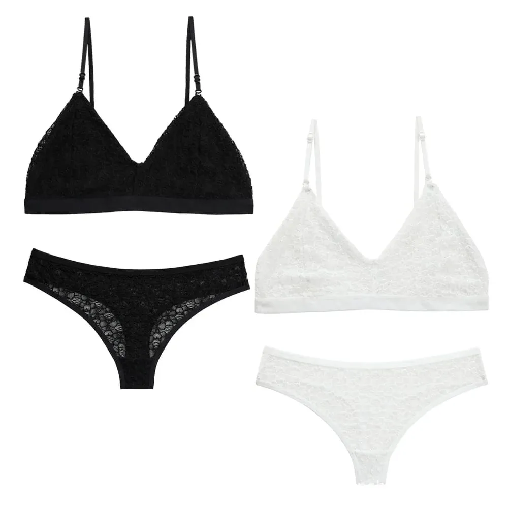 French Sexy Lingerie For Women Thin Design Without Steel Rims Or Chest Pads Gathering Lingerie Women's Bra Set