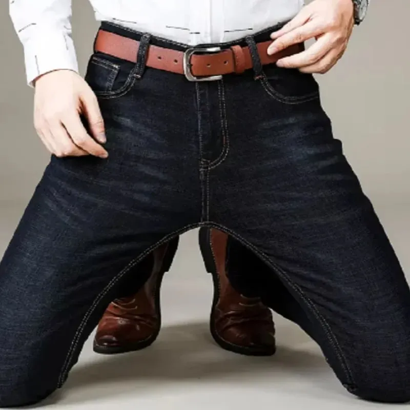 2026 New Men Fashion Straight Jeans Men Stretch Slim Fit Pants Comfortable Soft Business Denim Trousers Male Brand Clothing