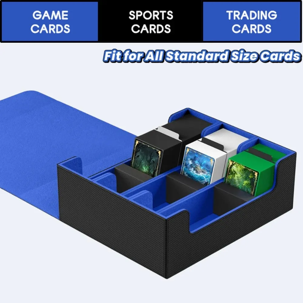 Trading Card Storage Box Holds 1800+ Sleeved Cards Magnetic Closure PU Leather Card Case for MTG PTCG YGO Sports Cards