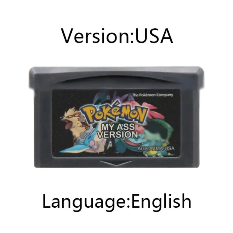 GBA Pokemon Game Cartridge 32-Bit Video Game Console Card AshGray Liquid Crystal Light Platinum Moemon Emerald Engelsk sprog
