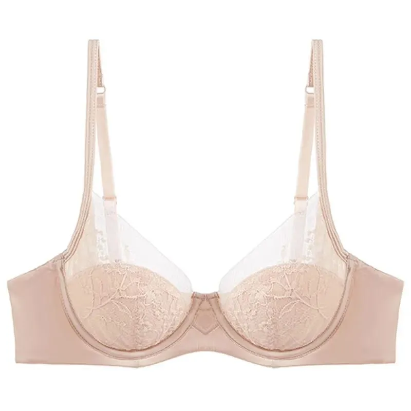 Women Lace Lingerie Set Thin Cup Minimizer Bra Panty Kit Full Coverage Breathable Intimates for Big BustFashion Daily Underwear