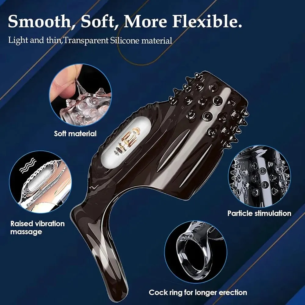 Silicone Cock Ring Vibrator for Men Penis Vibrating Sleeve Ejaculation Delay G Spot Clit Stimulation Sex Toys for Couple Adult