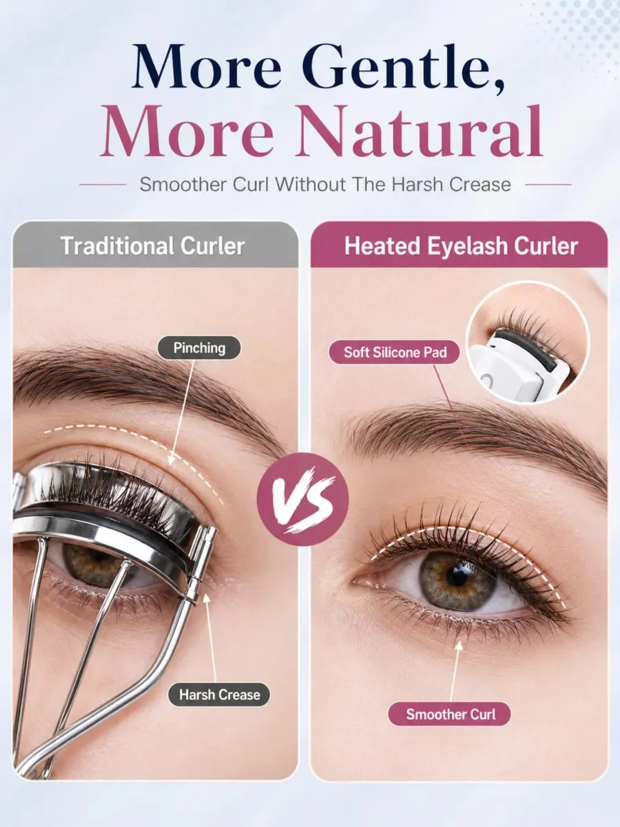 Electric Eyelash Curler Heated Eyelash Curler Rechargeable Eyelash Curler Dual Temperature Fast Heating Portable Makeup Tool