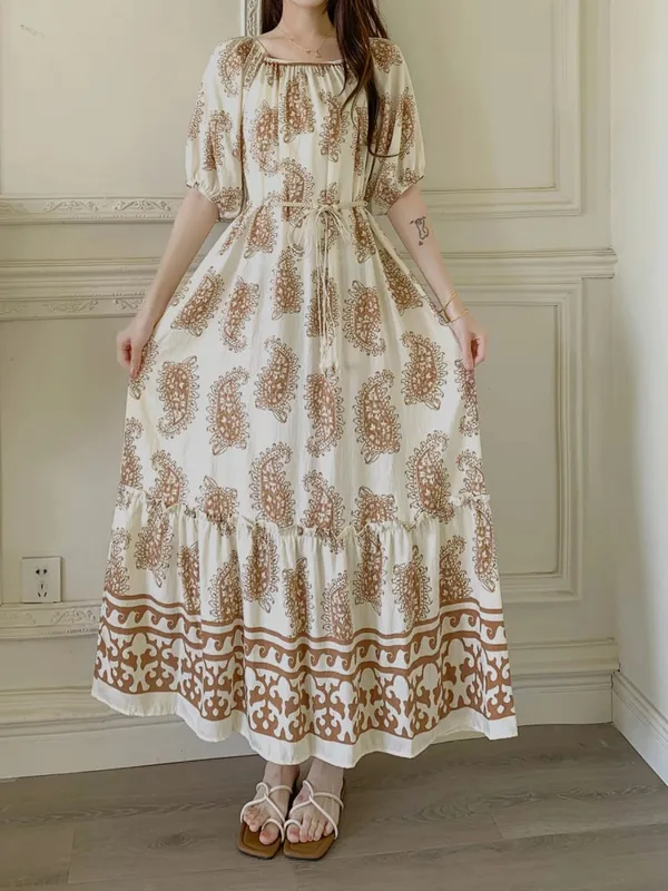 Summer Dresses for Women Casual Short Sleeve Crewneck Dress