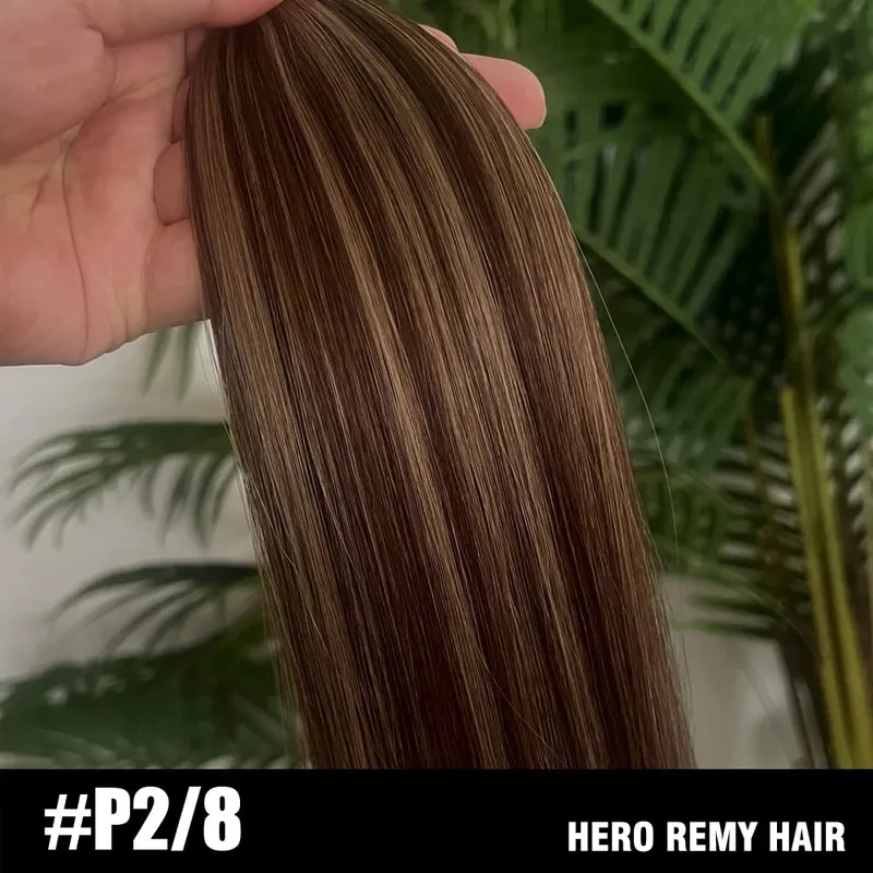 Straight Clip In PU Human Hair Extensions 10 Pcs/Set Full Head Clip Ins Hair 100/170 Grams Clip on PU Hair Extension for Women