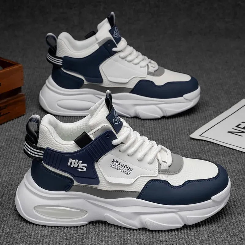 2025 Autumn Men's Shoes New Breathable Youth High Top Sneakers Trendy and Versatile Thick Bottom Casual Dad Shoes Men