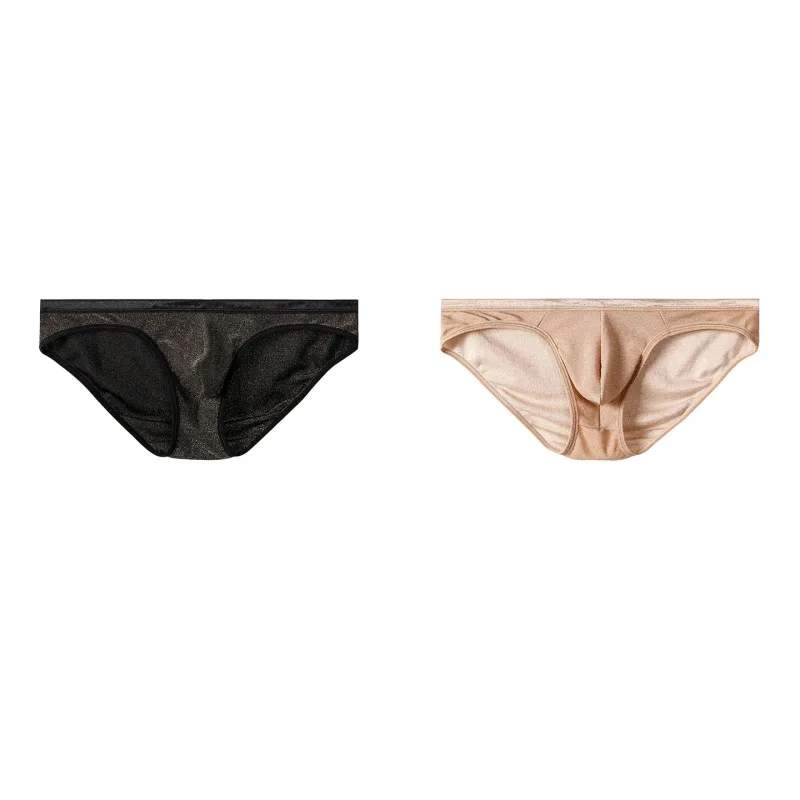 Men's Ice Silk Triangle Panties Sexy U-Shape Thin Briefs Breathable Mesh Low-Waist Underwear