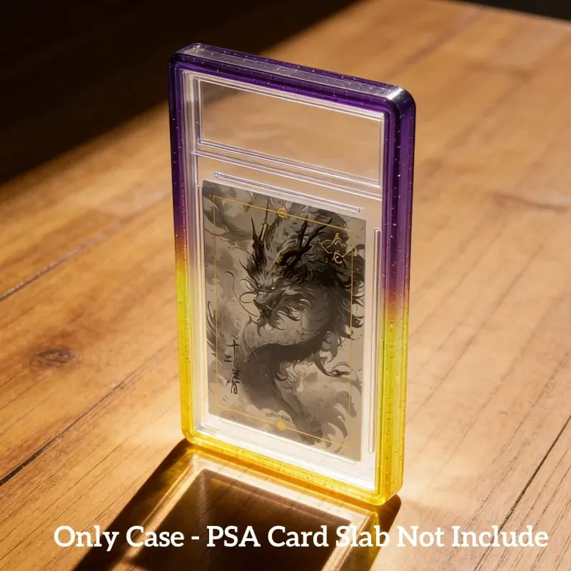 Glitter TPU Slab Bumper Guard Case Holder Protective Skin Display Sleeves with Clear Back for PSA 35PT Graded Trading Card