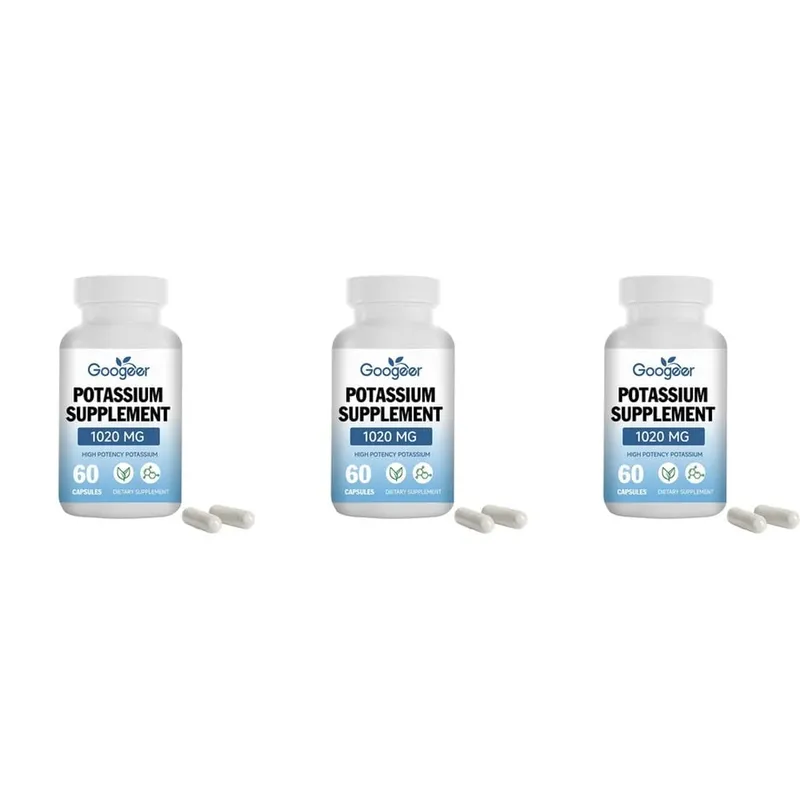 Googeer Potassium Supplement Capsules for Daily Mineral Gap Support 1020 Mg Equivalent Steady Potassium Level 60 Capsules