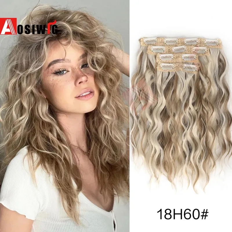 Synthetic 11 Clips Clips in Hair Extensions Long Curly Hairstyle Black Blonde Hairpieces Heat Resistant False Hair Daily Use — image 19
