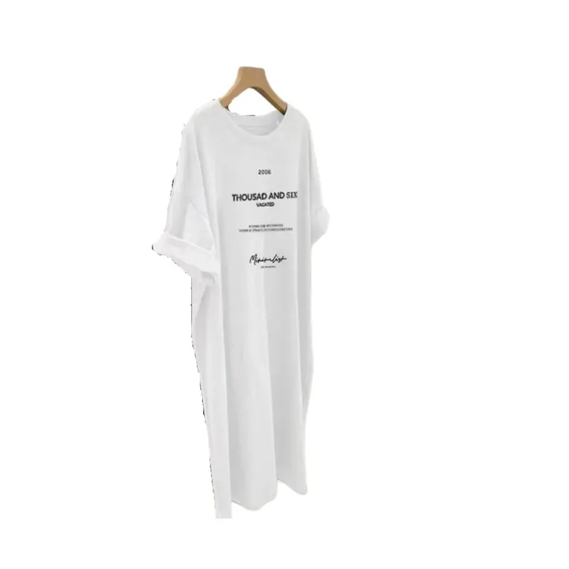 Short-sleeved Dresses Women's Summer Plus Size Medium-length T-shirt Dress Knee-length Casual Long Dress