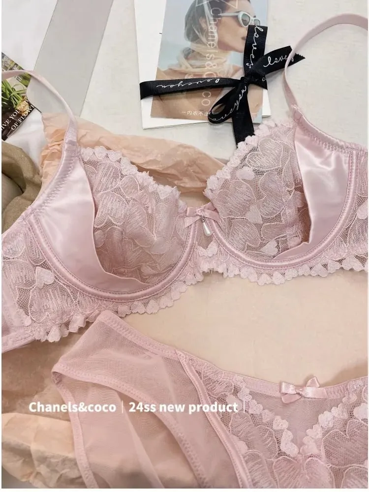 Festive Lingerie Set Christmas Gift Pure Desire Wireless Bra & Knickers Anti-Side Boob Support for Full & Petite Bust MOYISU