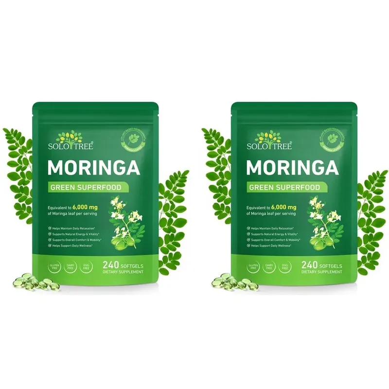 Moringa Leaf Softgels 6000 Mg Equivalent Per Serving for Daily Relaxation Natural Energy Vitality & Comfort Support 240 Softgels