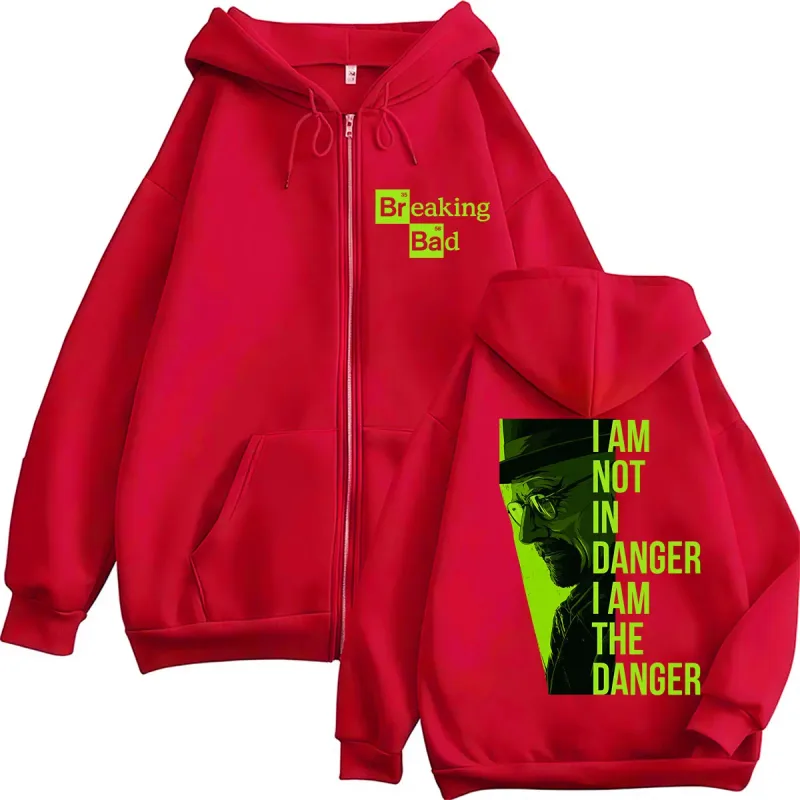 TV Series Breaking Bad Heisenberg Zip Up Hoodies I Am Not Danger I Am The Danger Men Women Tracksuit Loose Autumn Casual Coats