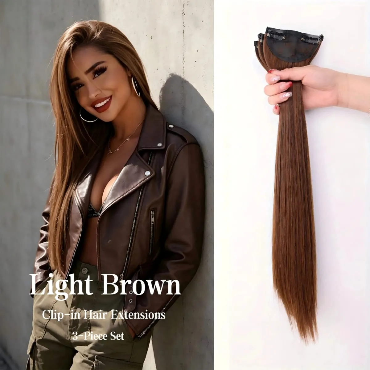 3Pcs Long Straight Synthetic Clip In Hair Extensions Invisible Seamless Natural Hairpiece Lightweight Secure BB Clips For Women — image 11