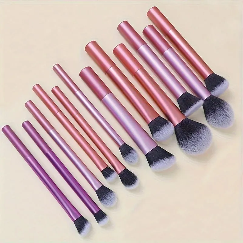 12pcs Multi-Functional Complete Makeup Brush Set: Loose Powder Brush Blush Brush Foundation Brush Eyeshadow Brush Blending B