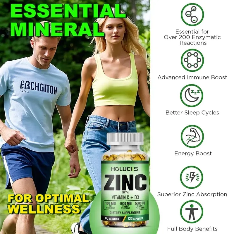 Buy 2 Get 2 Free! Zinc Capsules Support Strong Immunity & Overall Vitality Respiratory Health & Strong Bones Antioxidant