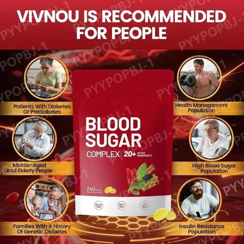 Blood Sugar Complex Supplement 240 Softgels Contain Multivitamin & Cinnamon bitter Gourd 20 Herbs Extract Support Daily Health