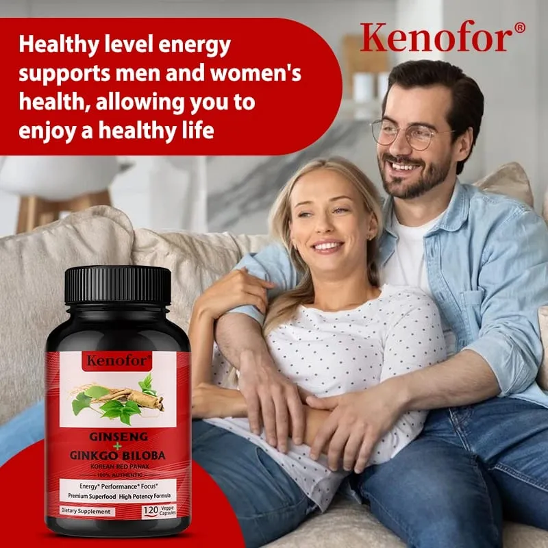 Ginkgo Biloba 1000mg Capsules - With Vitamin B & Zinc Brain Health & Memory Support Gluten-Free Non-GMO Vegan Supplement