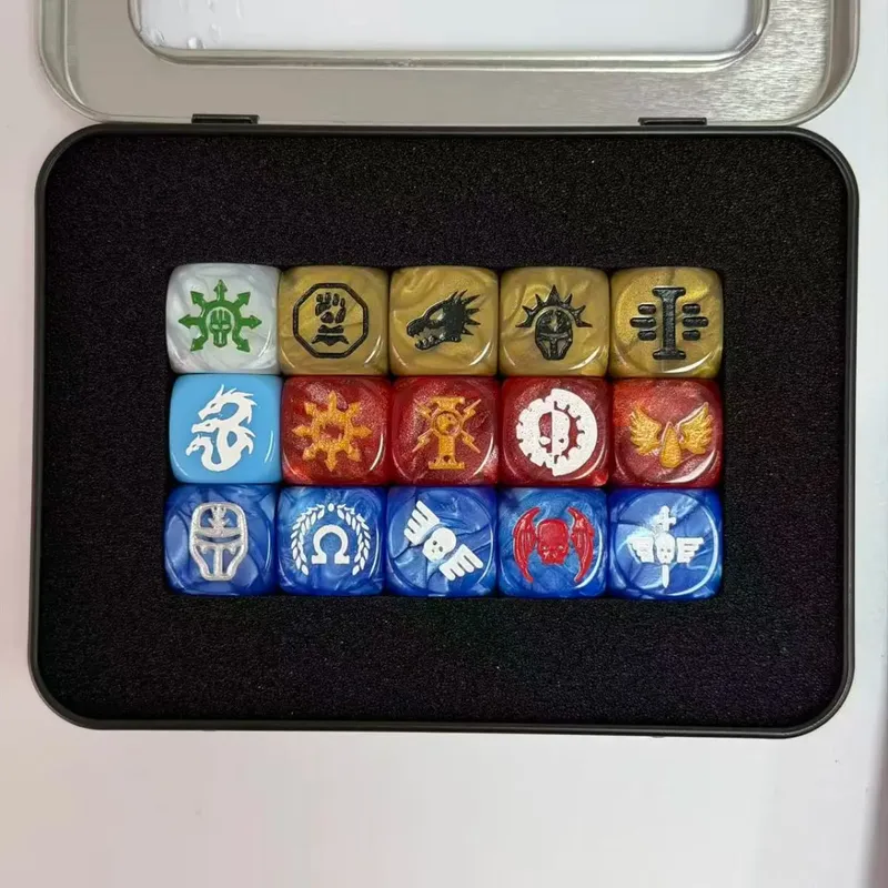 15PCS 16mm/0.63inch D6 Wargaming Dice Set for Tabletop Miniatures Game Damage Tracking Army Faction Themed Dice Tokens