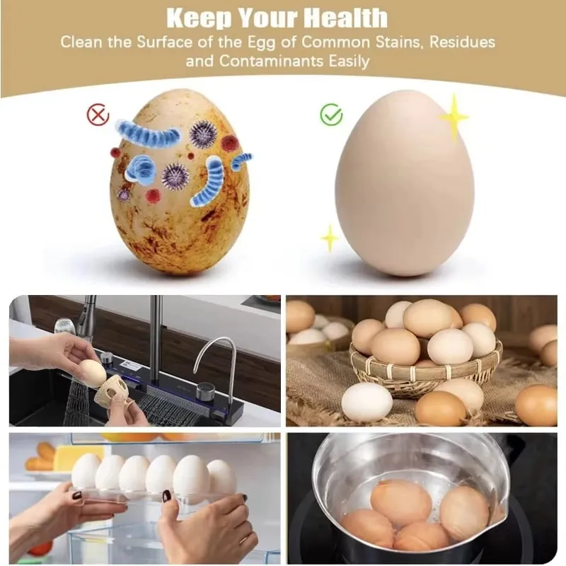 Silikonový kartáč na mytí vajíček Specialized Egg Cleaner Tool Flexibilní myčka potravinářské kvality pro použití v kuchyni z farmářských čerstvých vajec