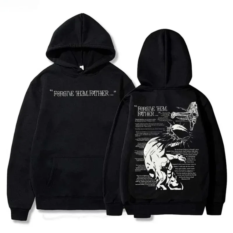 Jojo Bizarre Adventure Jesus Merch forgives Father's Bible Day hoodies men streetwear hip-hop sportswear casual top sweatshirt