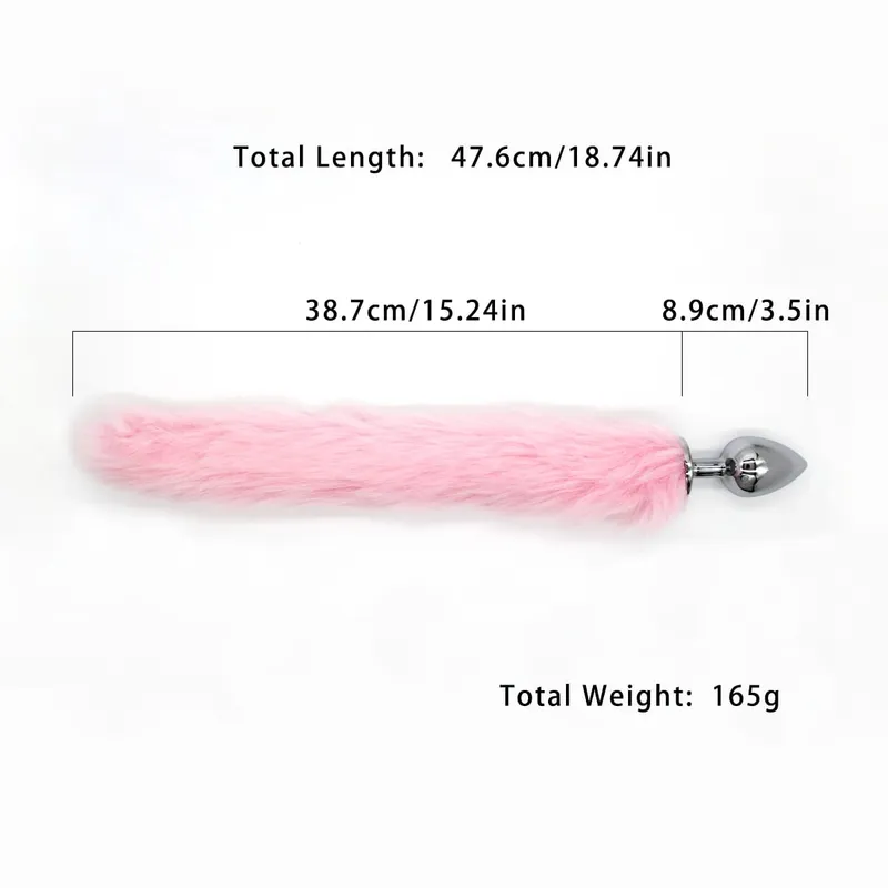 Metal Anal Plug with Long Fluffy Tail – Fox Tail Butt Plug for Cosplay Role Play BDSM Adult Toy