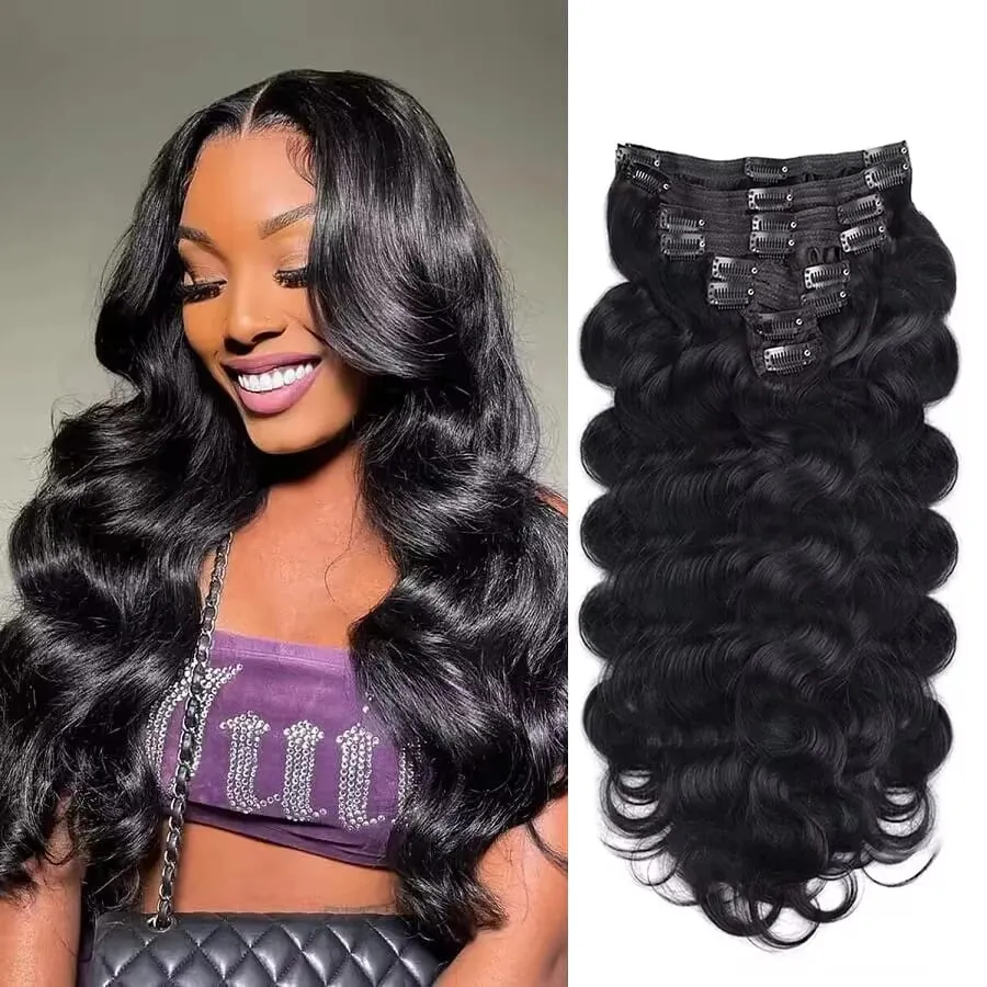 Body Wave Seamless Clip In Real Human Hair Extensions 8PC/Set Natural Brazilian Remy Hair Clip In Extension Full Head 16-32inch